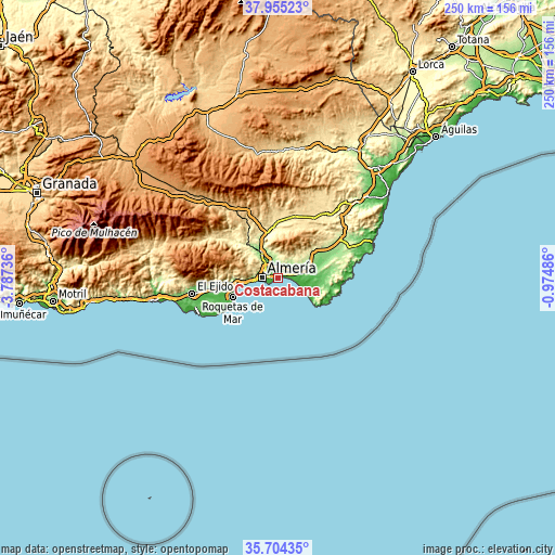 Topographic map of Costacabana