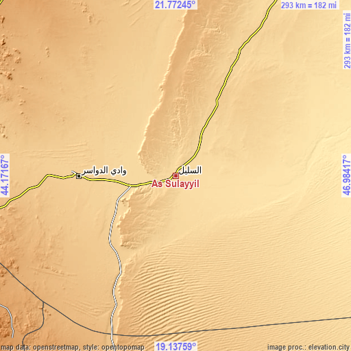Topographic map of As Sulayyil