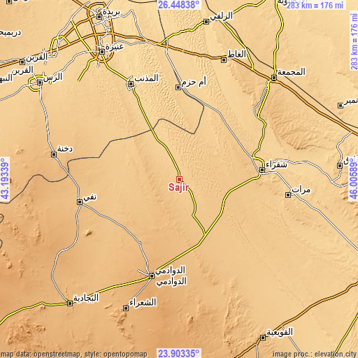 Topographic map of Sājir