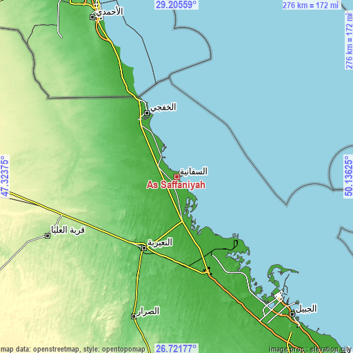 Topographic map of As Saffānīyah