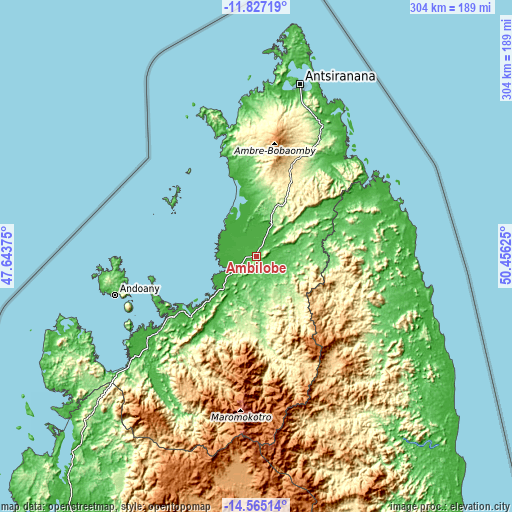 Topographic map of Ambilobe