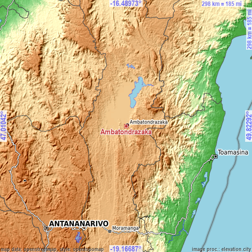 Topographic map of Ambatondrazaka