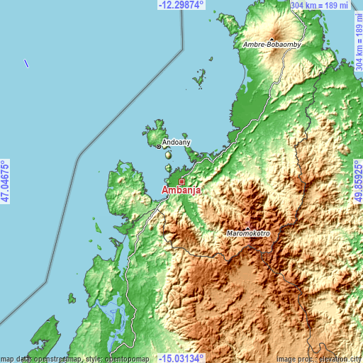 Topographic map of Ambanja