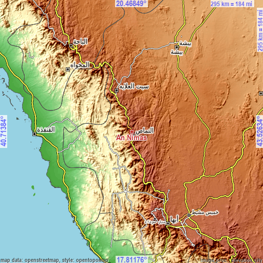 Topographic map of An Nimāş