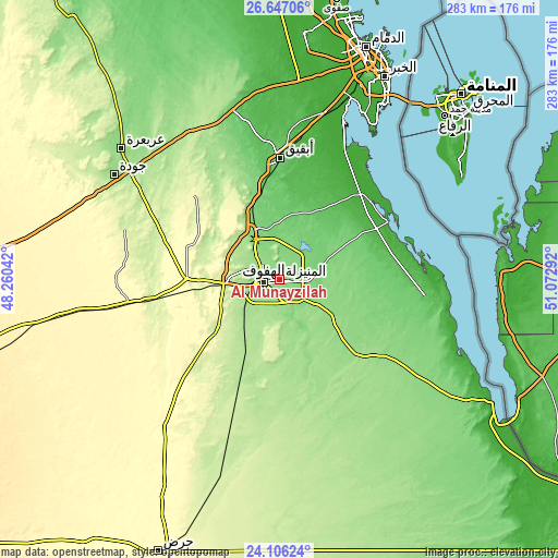 Topographic map of Al Munayzilah