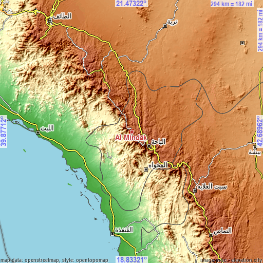 Topographic map of Al Mindak