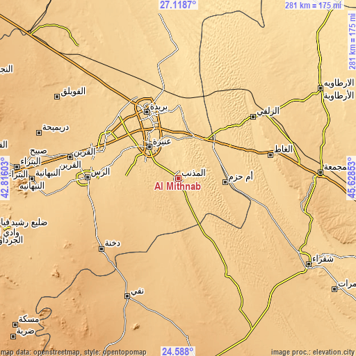 Topographic map of Al Mithnab