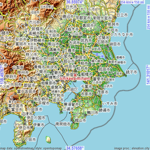 Topographic map of Ichikawa-minami