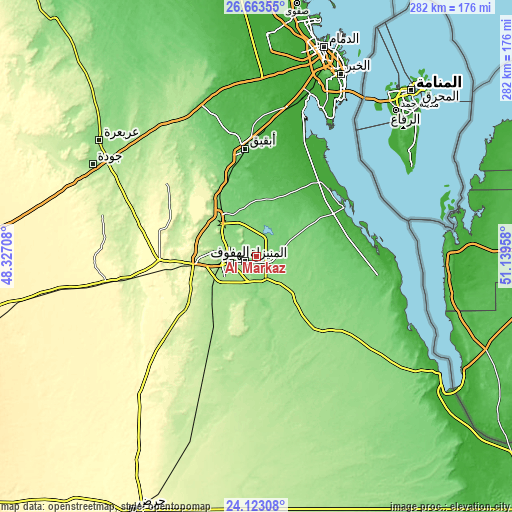 Topographic map of Al Markaz