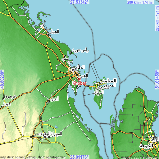 Topographic map of Khobar