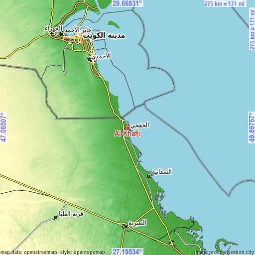 Topographic map of Al Khafjī