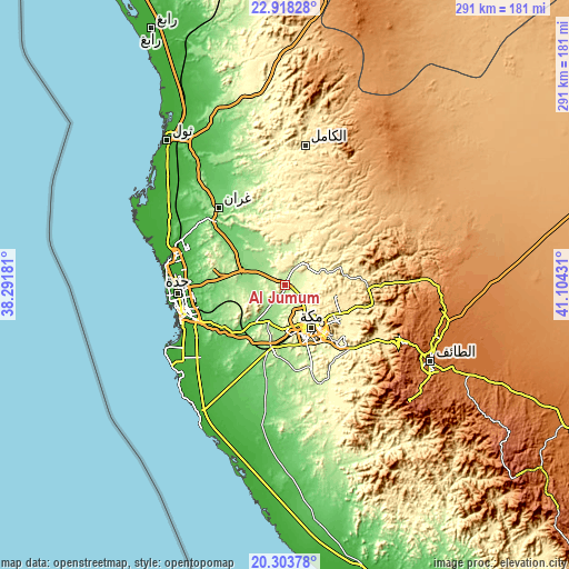 Topographic map of Al Jumūm