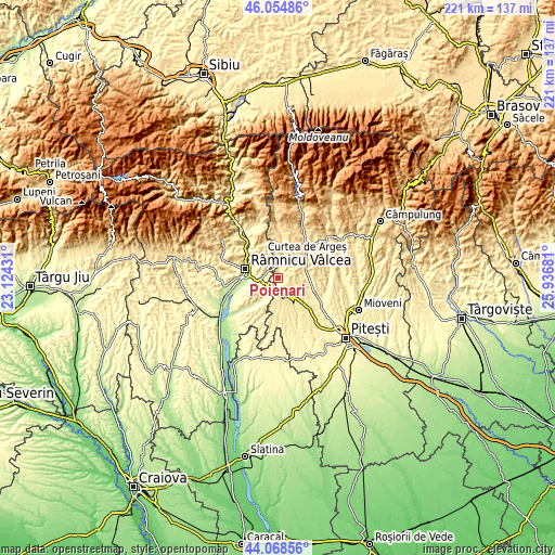 Topographic map of Poienari