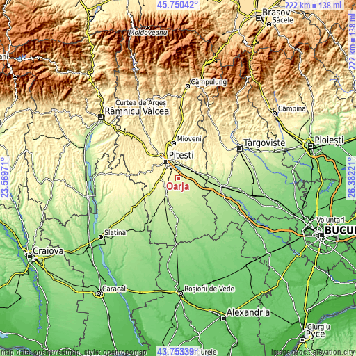 Topographic map of Oarja