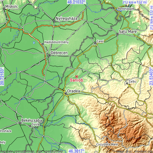 Topographic map of Sâniob