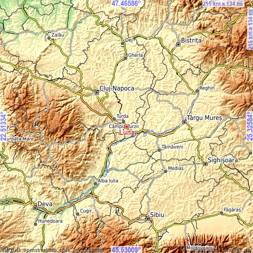 Topographic map of Luna