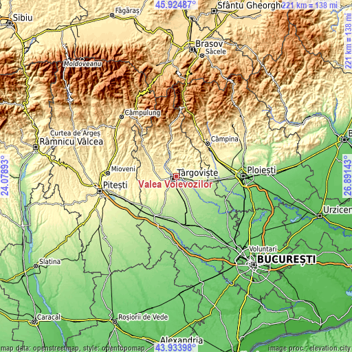 Topographic map of Valea Voievozilor