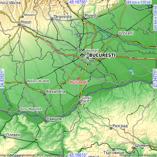 Topographic map of Hulubești