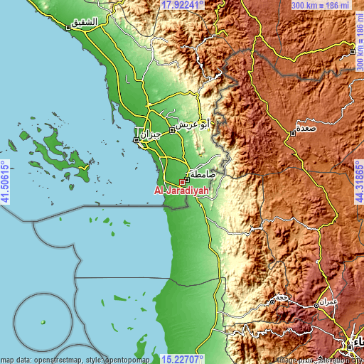 Topographic map of Al Jarādīyah