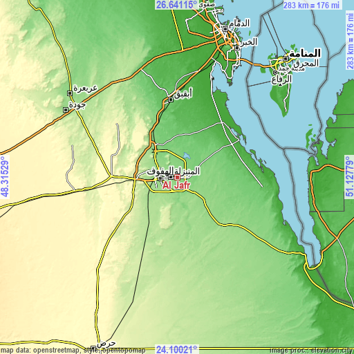 Topographic map of Al Jafr