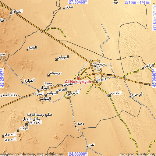 Topographic map of Al Bukayrīyah