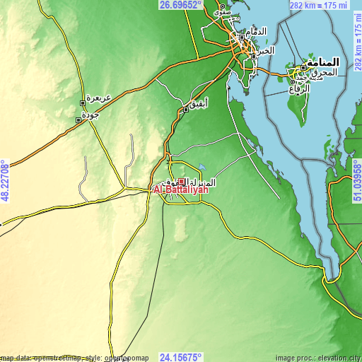 Topographic map of Al Baţţālīyah