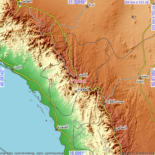 Topographic map of Al Bahah