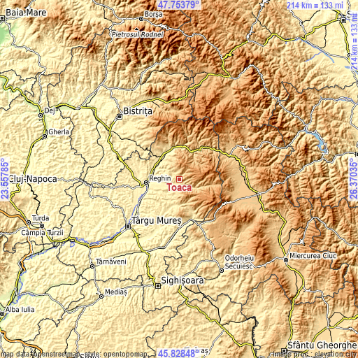 Topographic map of Toaca