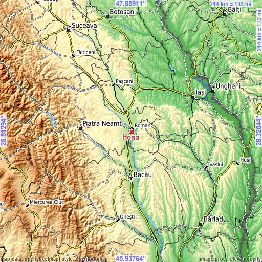 Topographic map of Horia
