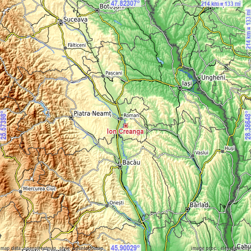 Topographic map of Ion Creangă