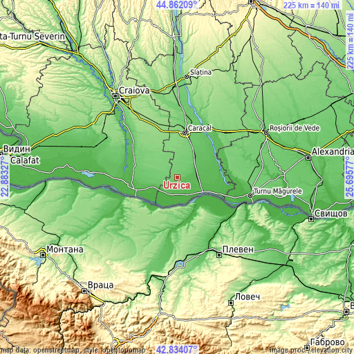 Topographic map of Urzica