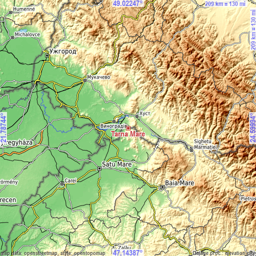 Topographic map of Tarna Mare