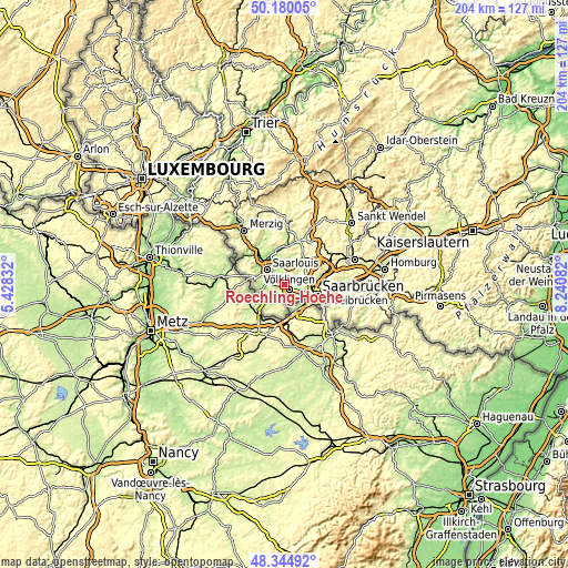 Topographic map of Röchling-Höhe