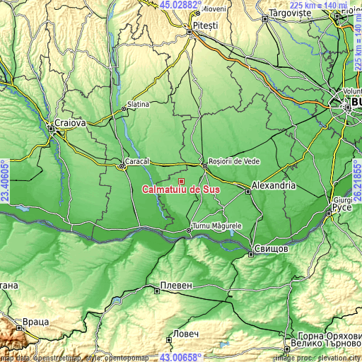 Topographic map of Călmățuiu de Sus