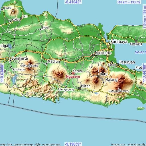Topographic map of Ngasem