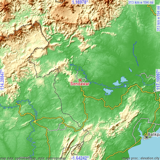 Topographic map of Sendawar