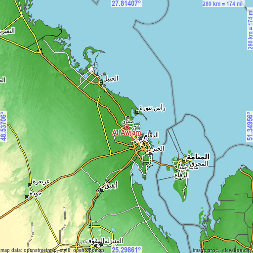Topographic map of Al Awjām