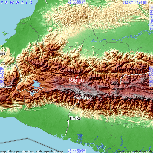 Topographic map of Sugapa