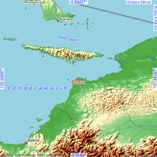 Topographic map of Botawa