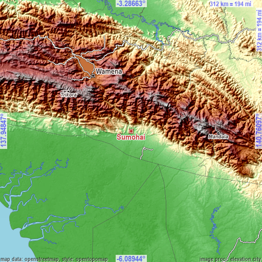Topographic map of Sumohai