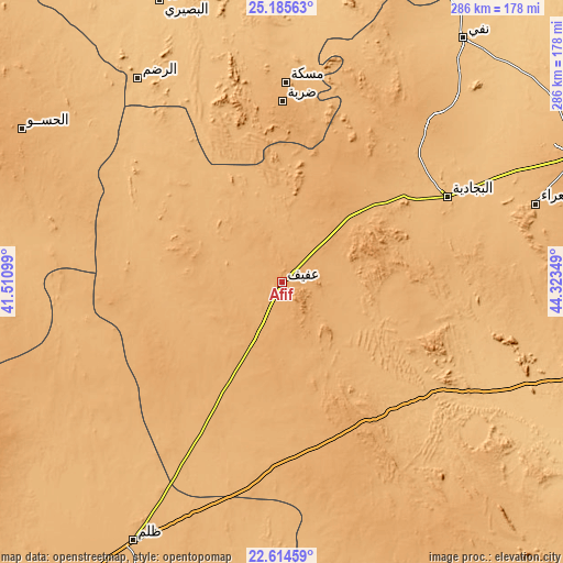 Topographic map of Afif