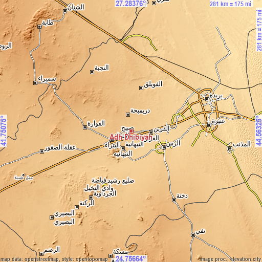 Topographic map of Adh Dhibiyah