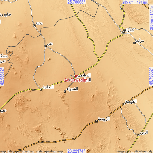 Topographic map of Ad Dawādimī