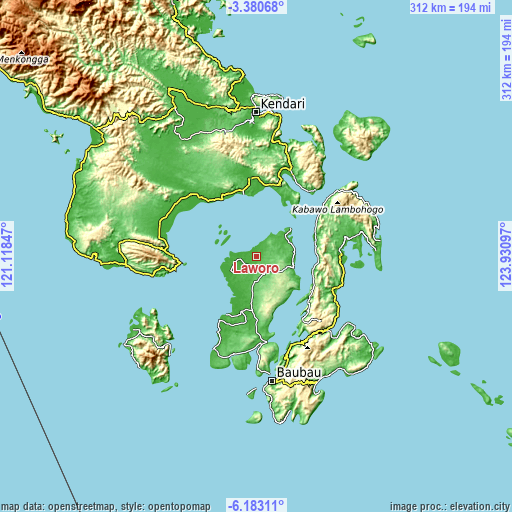 Topographic map of Laworo