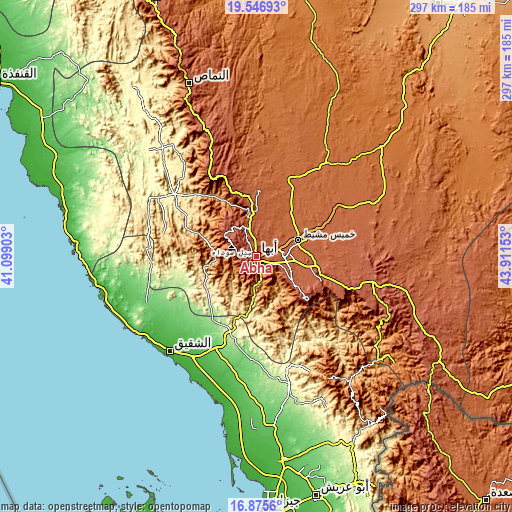 Topographic map of Abha