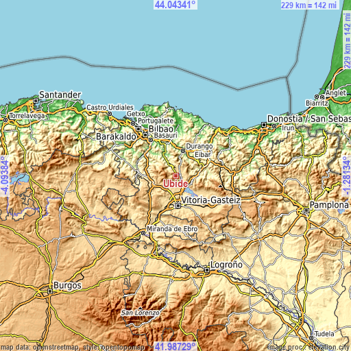 Topographic map of Ubide