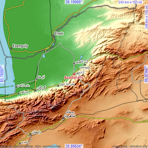 Topographic map of Āzādshahr
