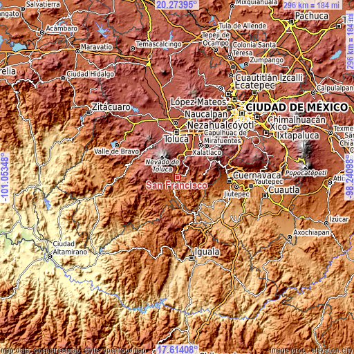 Topographic map of San Francisco