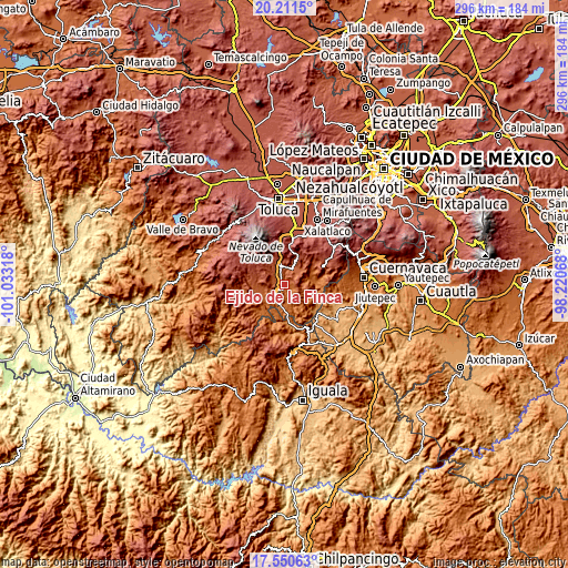 Topographic map of Ejido de la Finca