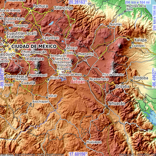 Topographic map of Actipan